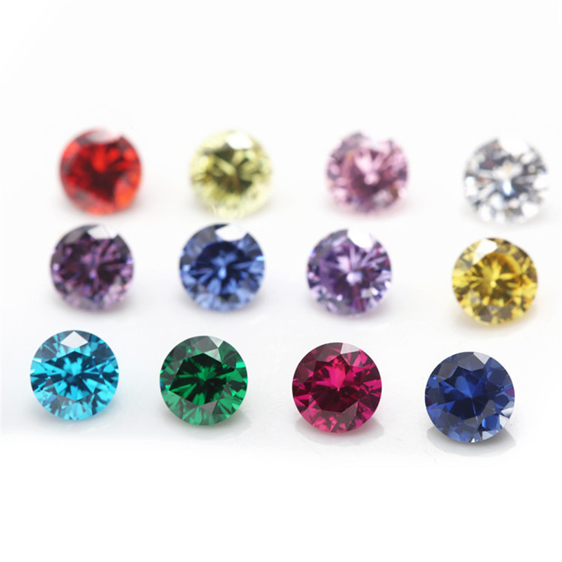 Zircon artificial  Gemstone Beads Fashion Round colors  cubic Zirconia  Loose gemstone for Jewelry making