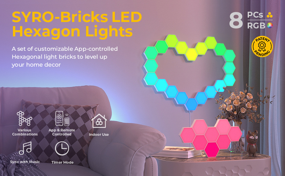 Hot Offer Creative DIY Quantum Honeycomb Modular RGB Hexagonal Led Wall Gaming Decoration Night Light