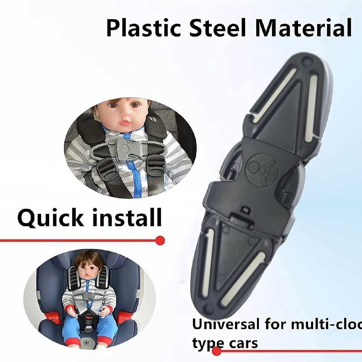 Car Seat Chest Harness Clip Safety Belt Clip Buckle Lock Stroller Chest Clip Universal Adjustable Guard for Baby and Kids