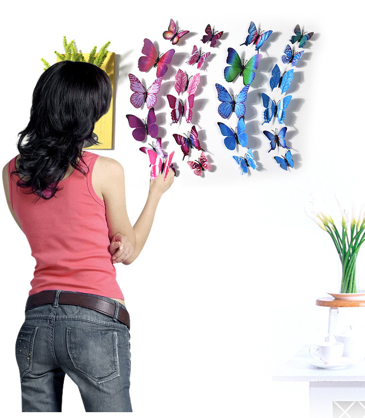 12Pcs/Set 3D Butterfly Wall Sticker Beautiful Butterflies Art Decals Home Wedding Decoration