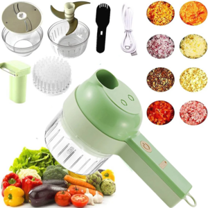 4 in 1 Handheld Electric Vegetable Slicer USB Rechargeable Portable Food Processor Garlic Chili Onion Meat Chopper Kitchen Tool