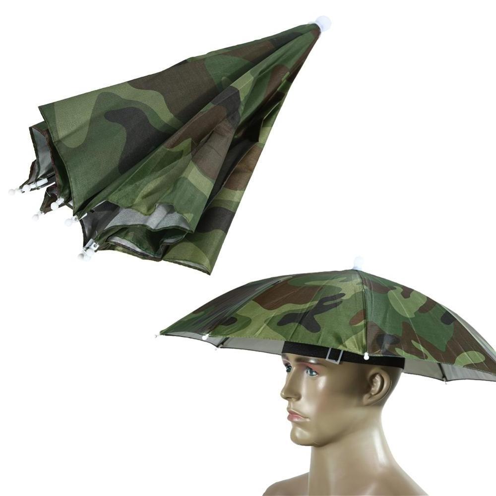 Outdoor Fishing Head Umbrella Hat Anti-Rain Anti-UV Fishing Umbrella End Cap Travel Hiking Beach Fishing Rain Gear Cap Umbrella