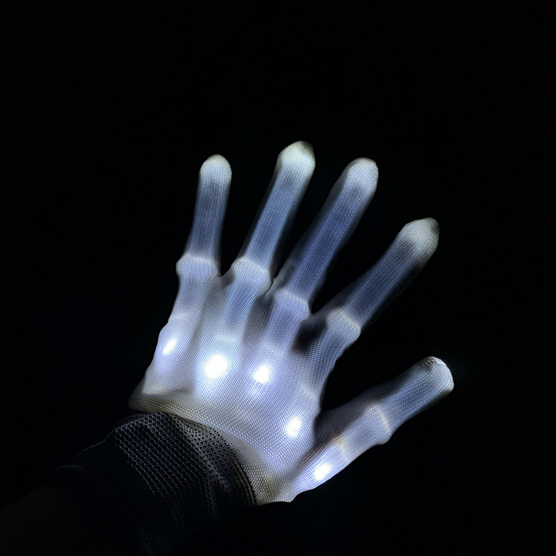 LED Gloves Neon Guantes Glowing Halloween Party Light Props Luminous Flashing Skull Gloves Stage Costume Christmas Supplies