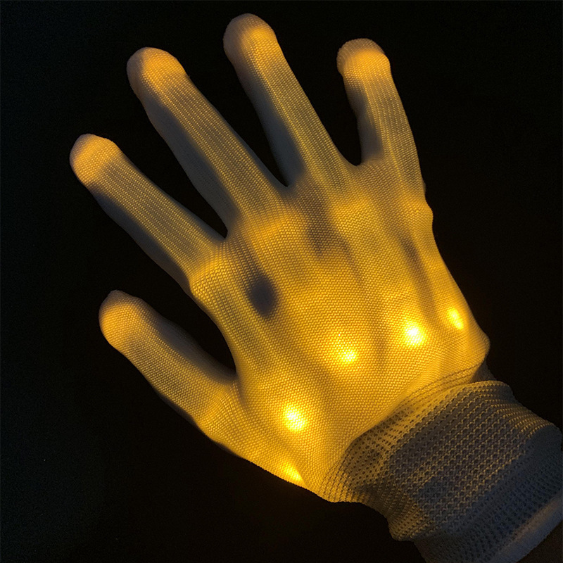 LED Gloves Neon Guantes Glowing Halloween Party Light Props Luminous Flashing Skull Gloves Stage Costume Christmas Supplies