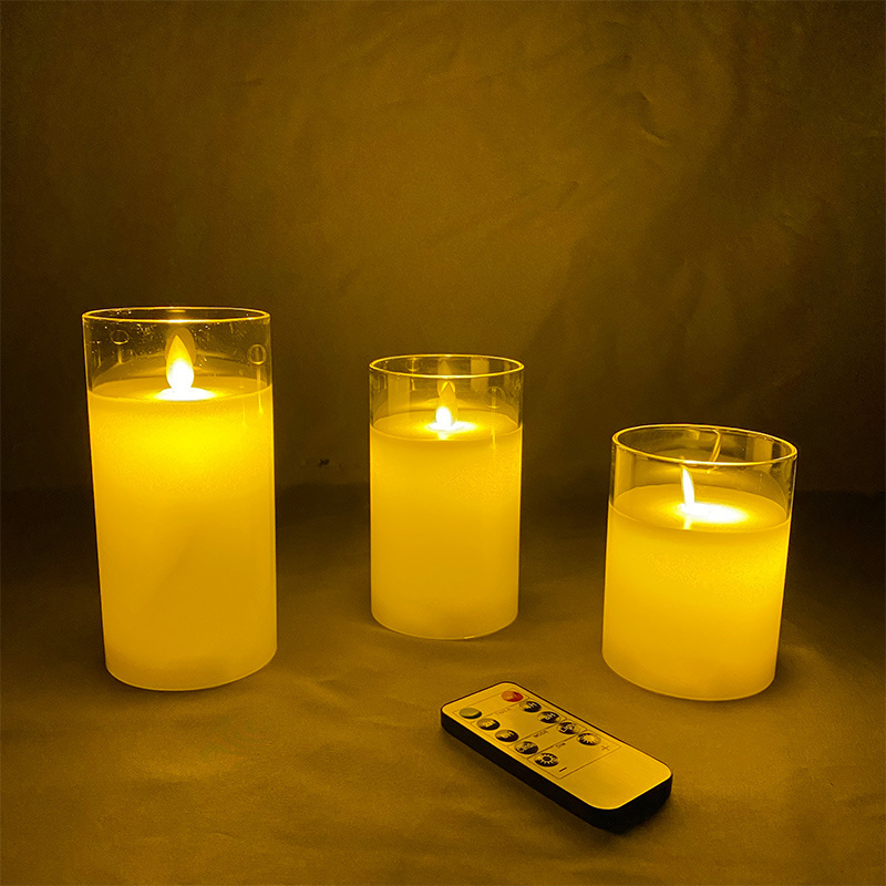 3Pcs/set LED Candle Light Electronic Battery Flickering Fake Tealight with Remote Control Timer for Christmas Wedding