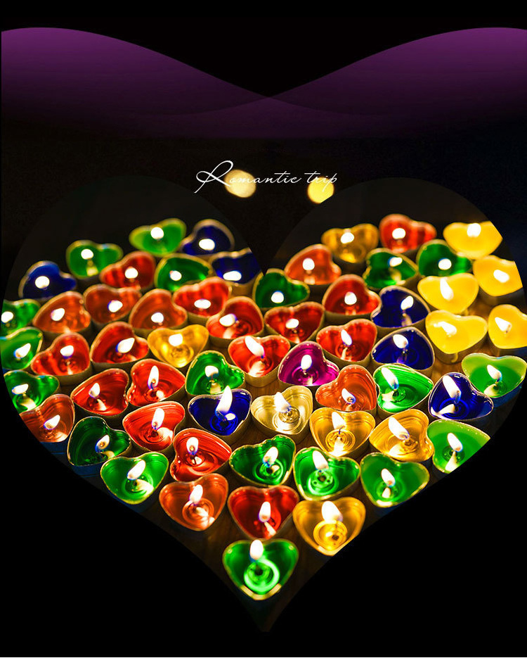 Smokeless Mini Candles Heart-shaped paraffin Tealight Romantic Candles For Valentine's Day 50pcs Per Set Home Christmas Party