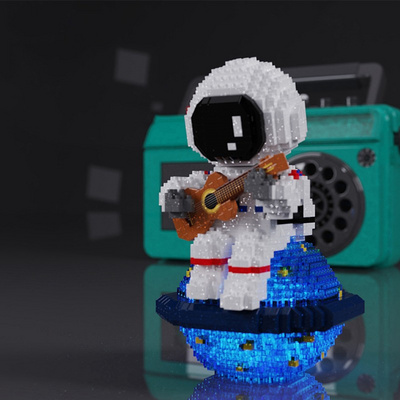 Cartoon Micro Building Blocks Satellite Astronaut Space Station Moon Series Figures Mini Brick For Block Toys