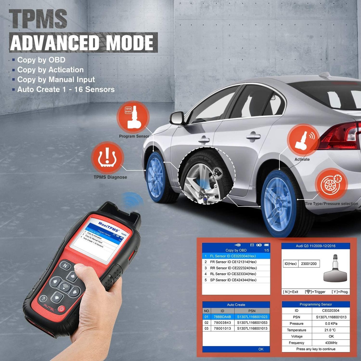 Autel tpms programmer ts508 wifi tire pressure monitoring system tire sensor maxi tpms TS508WF