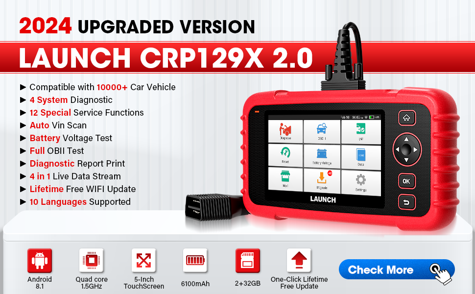 Auto Code Reader Car Diagnostic Tool Launch Creader LAUNCH CRP129X obd2 scanner 2.0 engine transmission abs airbag system scan