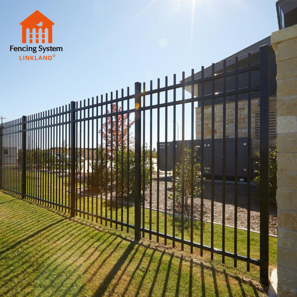 steel residential security palisade fence metal curved fence portable pickets wrought iron fence panel steel metal picket orname