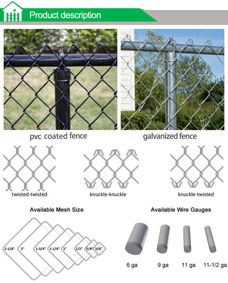 Used 8ft Chain Link Fence Green Plastic Vinyl Coated Garden Wire Mesh Fence 50ft Rolls Wholesale Used Black Chain Link Fence