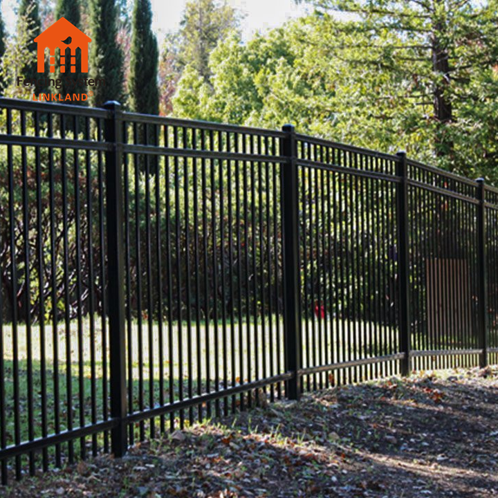 steel residential security palisade fence metal curved fence portable pickets wrought iron fence panel steel metal picket orname