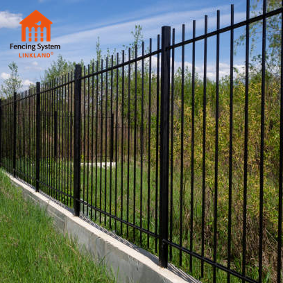 steel residential security palisade fence metal curved fence portable pickets wrought iron fence panel steel metal picket orname