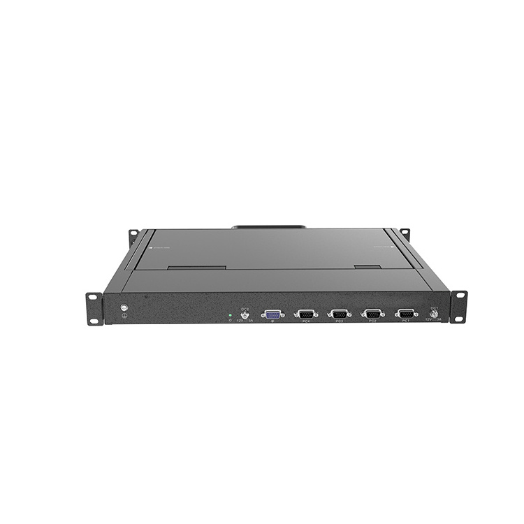 1U Rack-Mount 4 Port LCD - 15.6 inch FHD 1080P - Short Depth JD1604 KVM Switch Rack KVM Console drawer  17inch  LCD screen