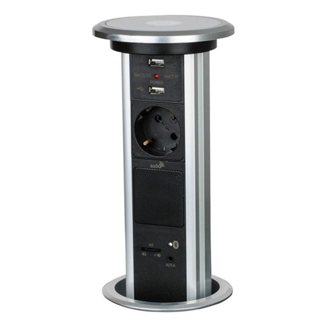 Pop up manual lift hidden socket outlet with 3 outlets 2 USBA Charger Ports for Office Kitchen Conference