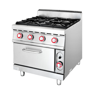 Linkrich 4-Burner Gas Stove Oven Stainless Steel New Model Gas Cooker Range Electric Powered Built-in Table Hotels LPG