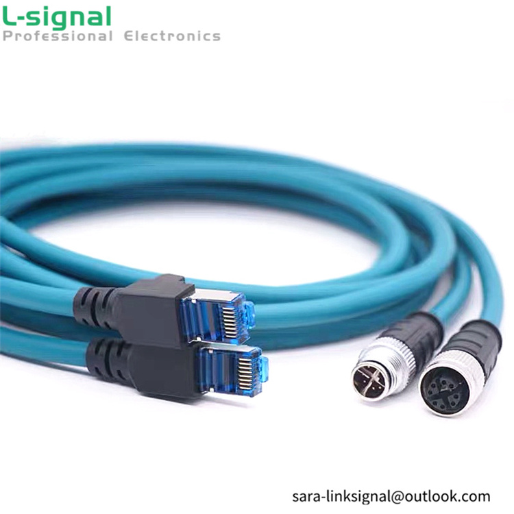 M12-x data transmission sensor connector male female straight m12 x-coded 8 pole to rj45 ethernet cable 1M length