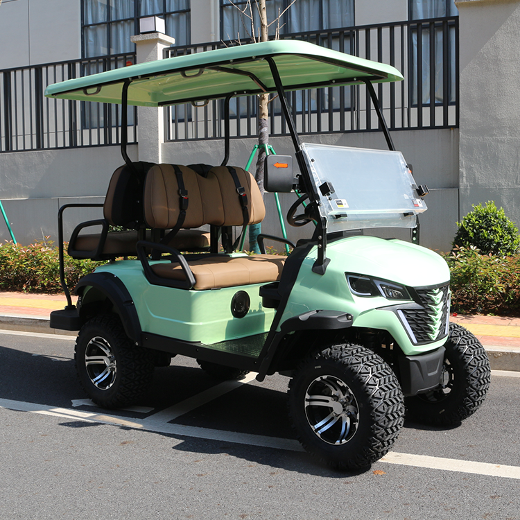 CE Certification 48V 5kw Battery Powered Solid Wheel 4 Seater Electric Golf Hunting Cart carro electrico