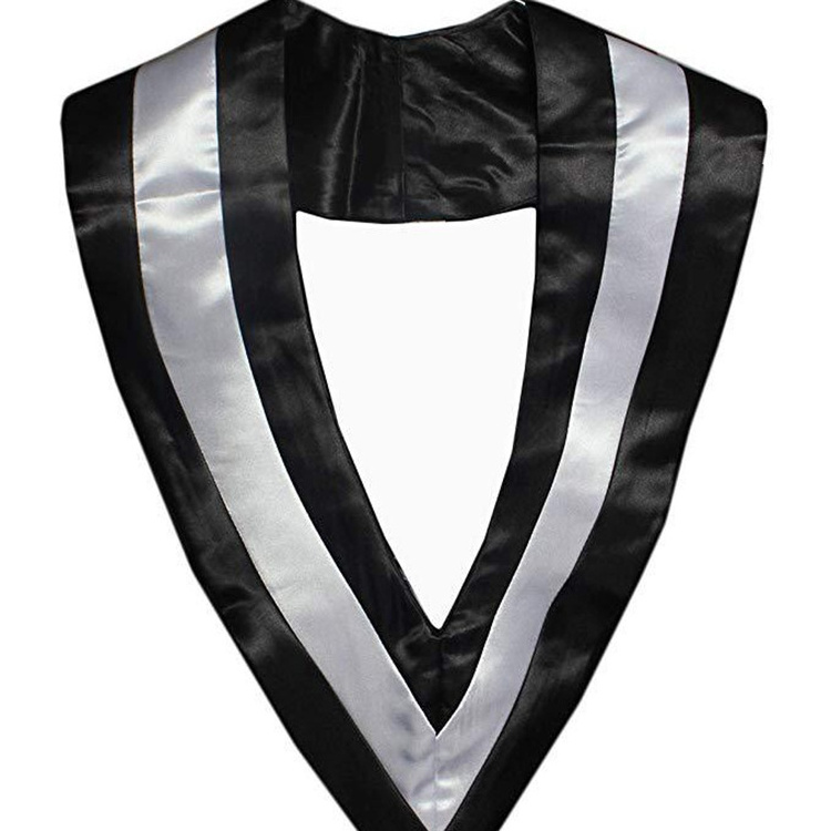 Satin OEM Print Or Embroidery Graduation Stole Or Honor Sash Printed Graduation V Stoles Gold