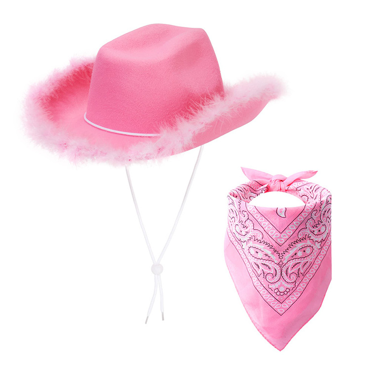 Elegant Style Woman Cute Cowboy Hats With Diamond Tassel Custom Desgin Pink Cowboy Hat