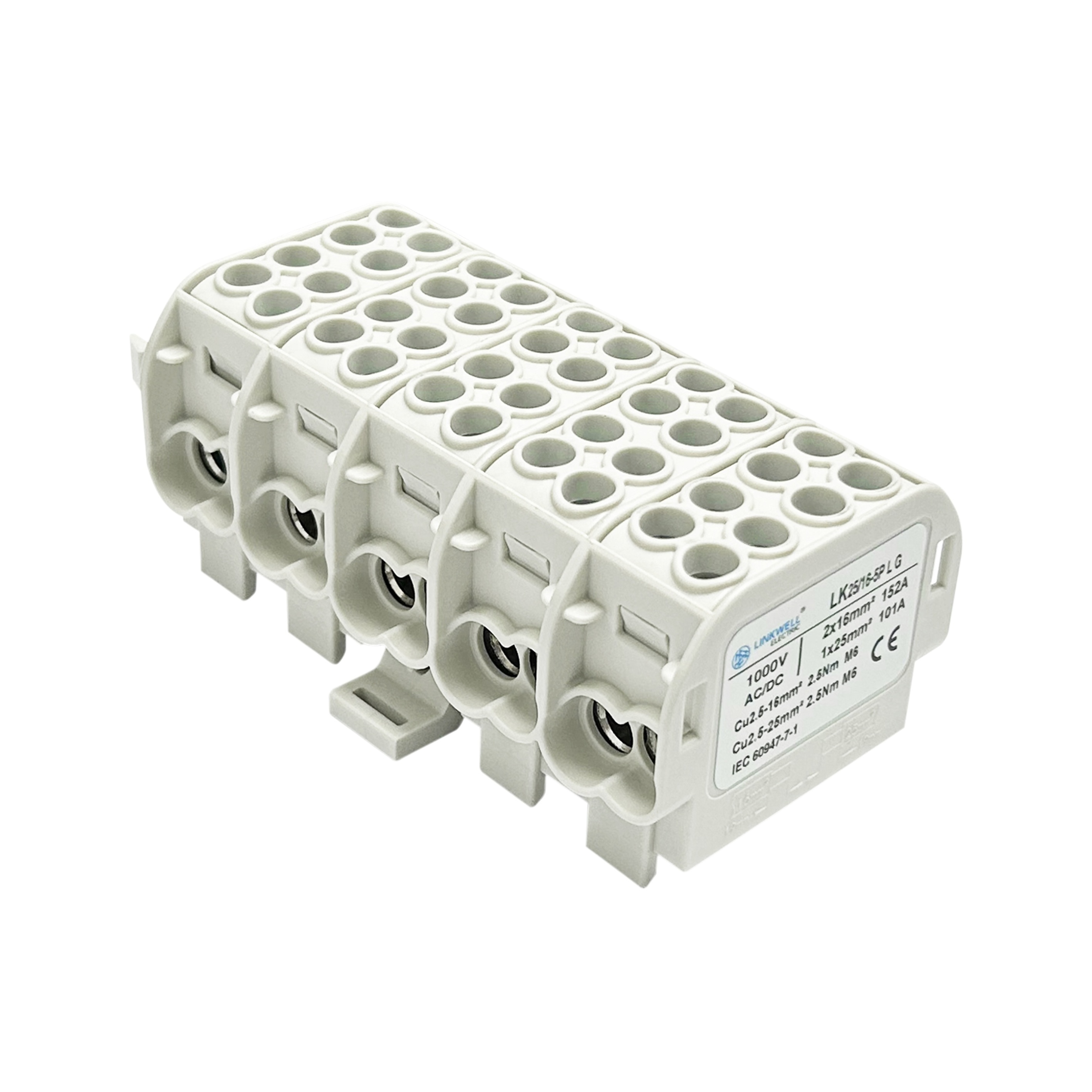 CE ROHS Approved 5 Poles Terminal Blocks  16/25mm2 Electrical Terminal Block 160A 1000V Din Mounted Terminal Block