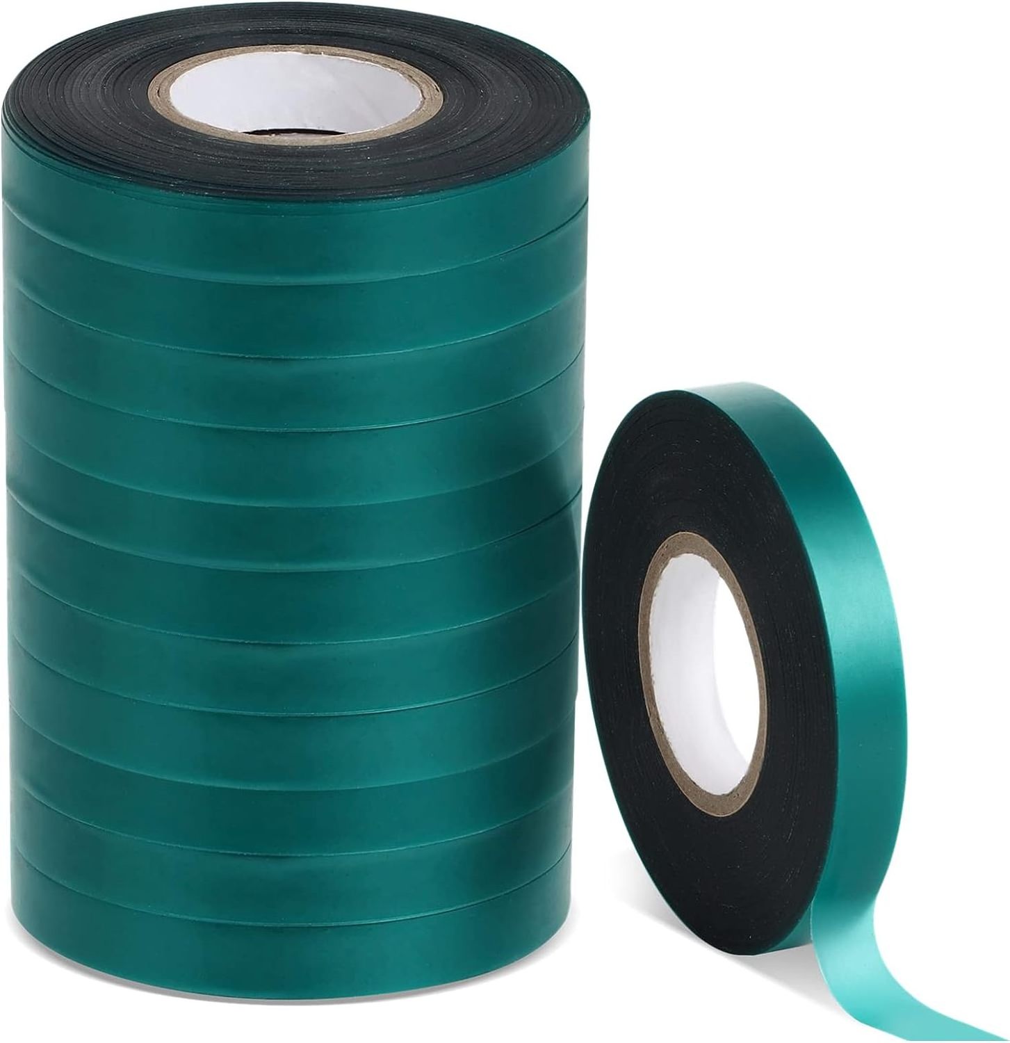 12 Rolls 150 Feet Stretch Tie Tape 0.5 Inch Garden Tie Tape Thick Plant Ribbon Garden Green Vinyl Stake for Indoor Outdoor