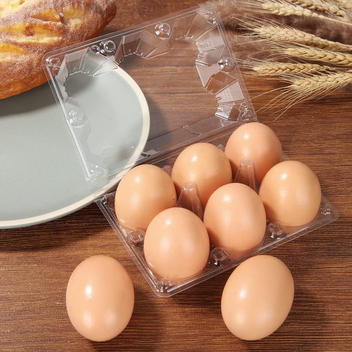 HOT SALE 100PCS Plastic Egg Cartons Bulk  6 Eggs - Half Dozen Storage Perfect for Family Pasture, Groceries Chicken Farm