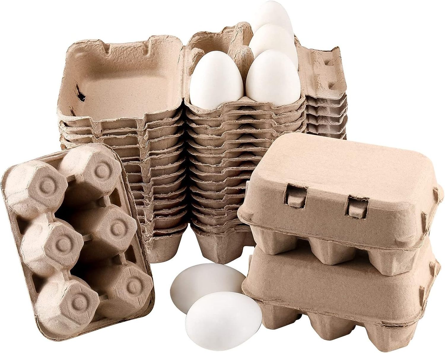 Colored Half Dozen Egg Cartons 20 Pcs Set, Natural Pulp Paper Egg Cartons 6 Count for Chicken Eggs Reusable 5 Color Storage Tray