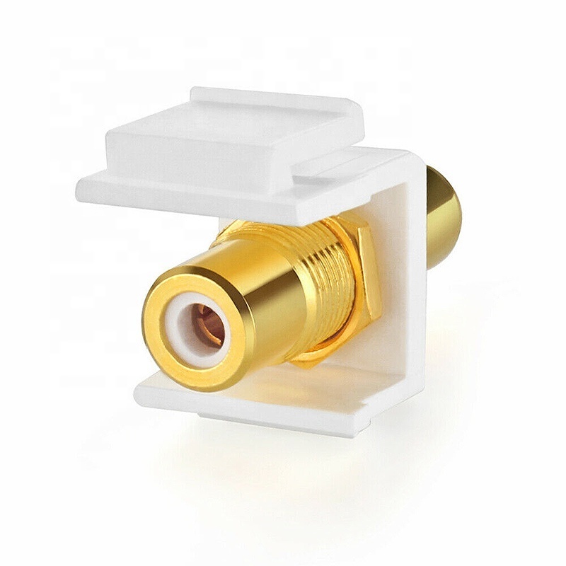 RCA Keystone Jack Insert Connector Socket Female Snap In Adapter Port Gold Plated Inline Coupler For Wall Plate Outlet Panel Mou