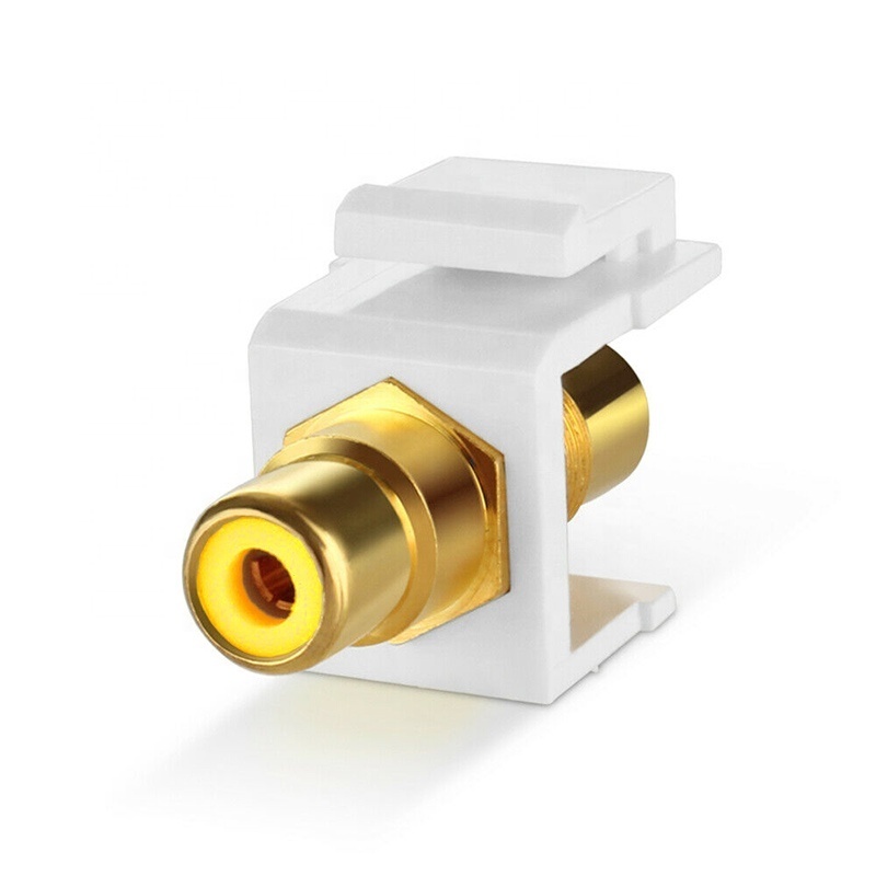 RCA Keystone Jack Insert Connector Socket Female Snap In Adapter Port Gold Plated Inline Coupler For Wall Plate Outlet Panel Mou