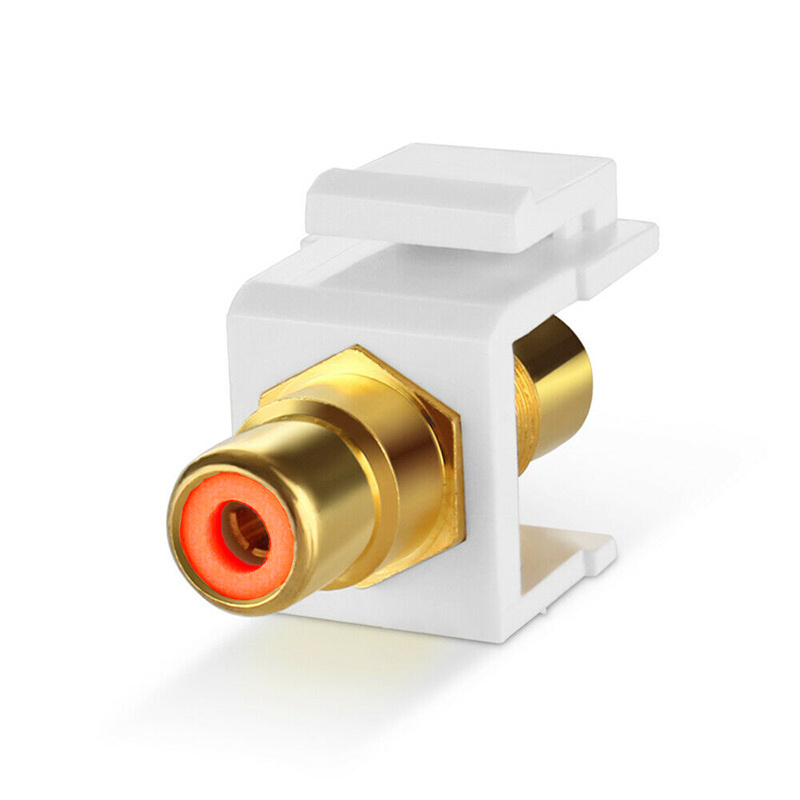 RCA Keystone Jack Insert Connector Socket Female Snap In Adapter Port Gold Plated Inline Coupler For Wall Plate Outlet Panel Mou