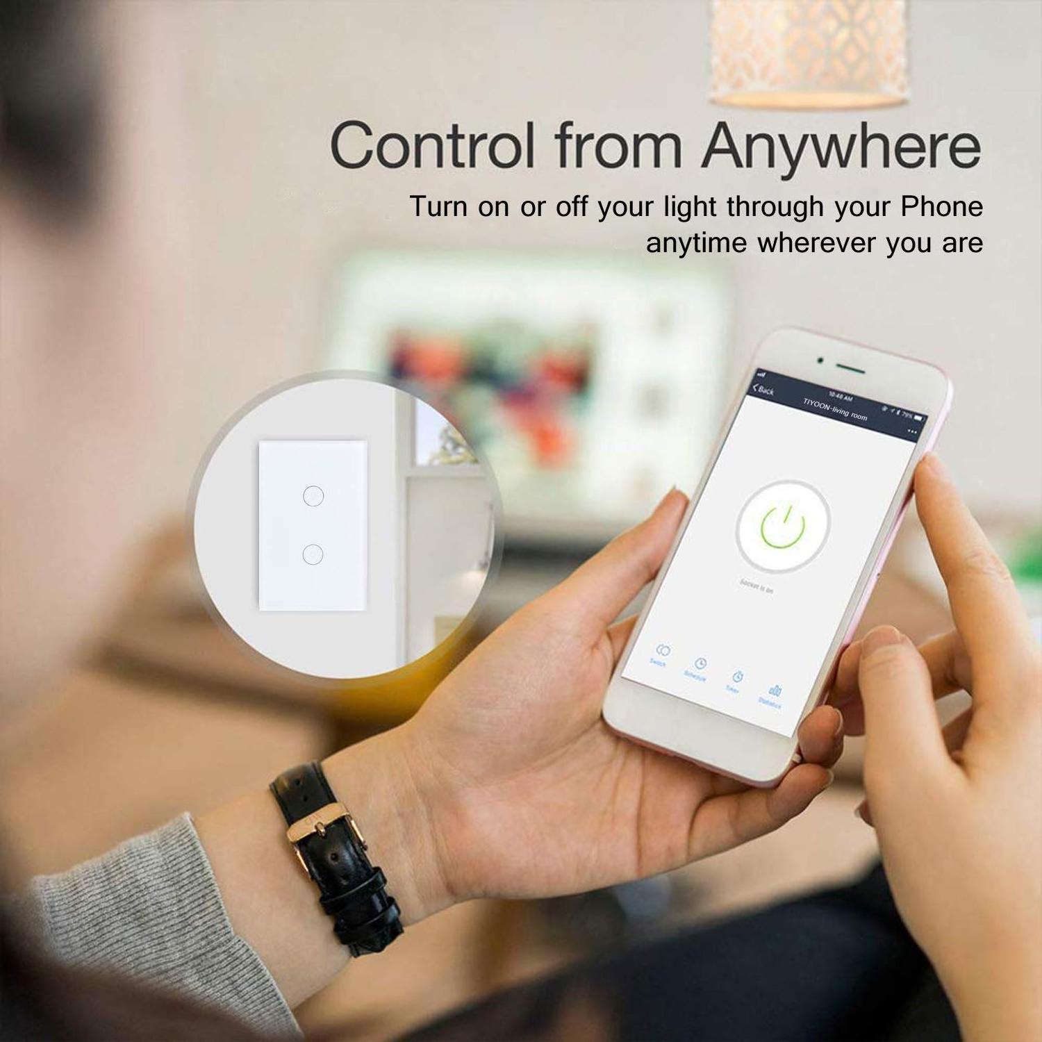 Tuya Smart wall switch 2 gang Alexa voice control remote control Retro Touch Wall Mounted Switch