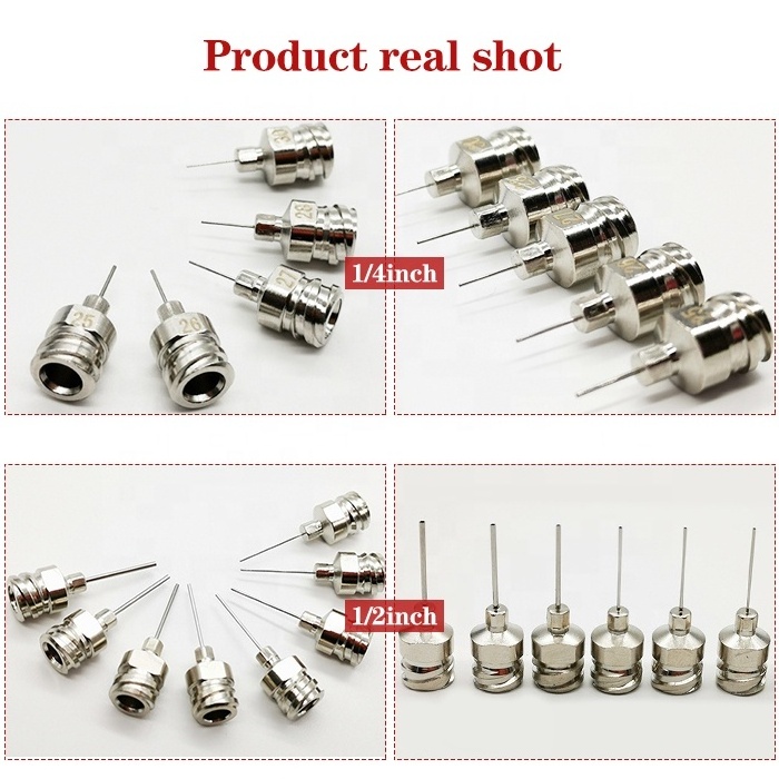 0.25i, 0.5, 1,1.5 inch Screw Glue Dripping Tips Blunt Stainless Steel Syringe Glue Dispensing Needle