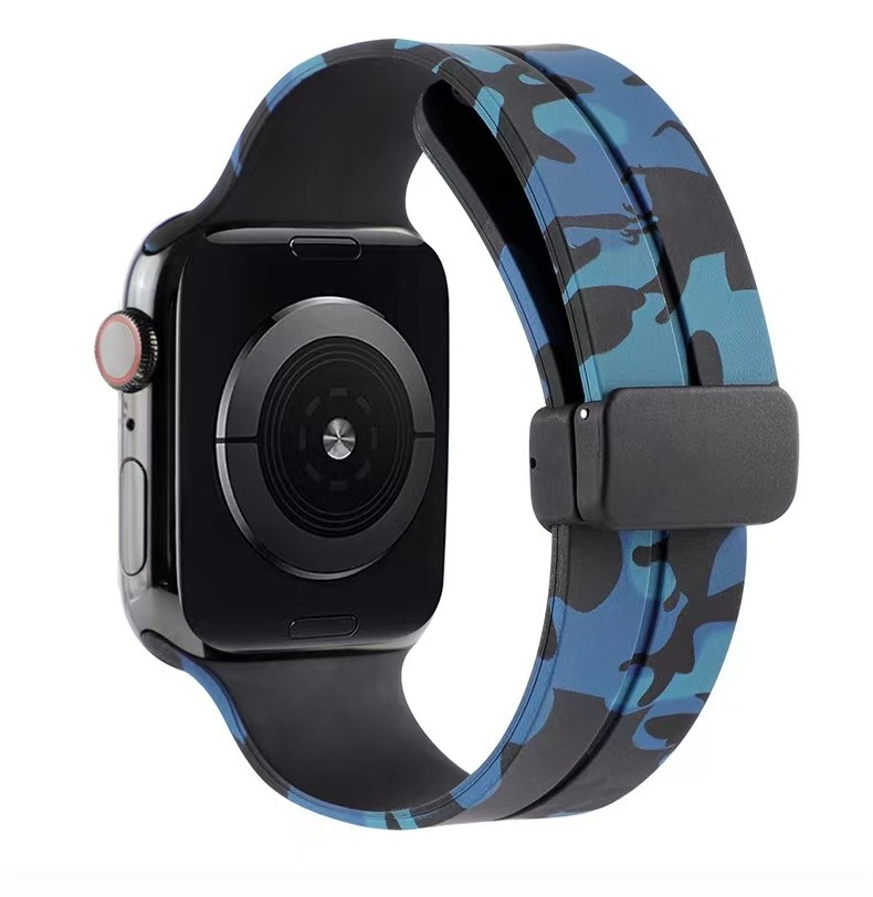 For Apple Watch 8 Ultra For  Apple 1-8 Generation Full Series Camo Magnetic Suction Buckle Silicone strap