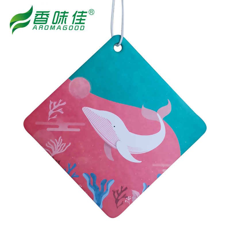 Promotional fragrance scented paper cards customized Non-toxic eco-friendly perfume car hanging air freshener