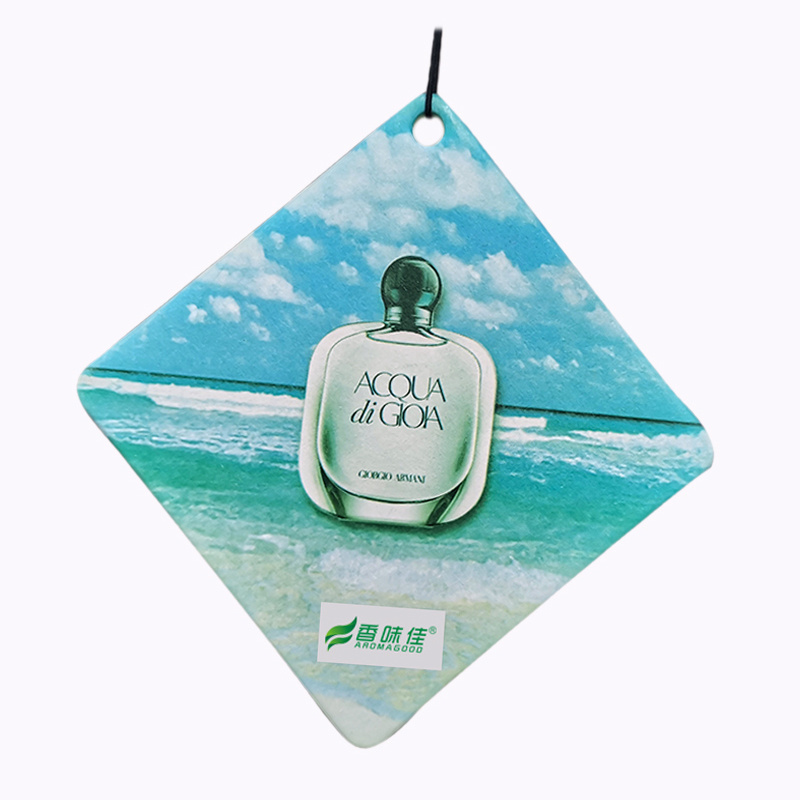 Promotional fragrance scented paper cards customized Non-toxic eco-friendly perfume car hanging air freshener