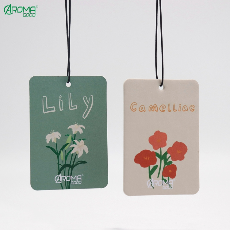 Long Lasting Fragrance Flower Smell Hanging Car Air Fresheners Eco-friendly Cotton Paper Designer Car Air Freshener