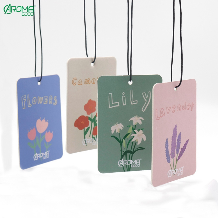 Long Lasting Fragrance Flower Smell Hanging Car Air Fresheners Eco-friendly Cotton Paper Designer Car Air Freshener