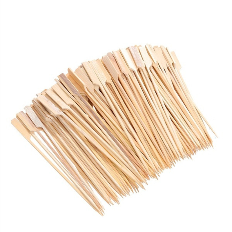 Wholesale Natural Decoration Fruit Pick Food grade wooden Batang bambu disposable bamboo paddle skewer sandwich stick