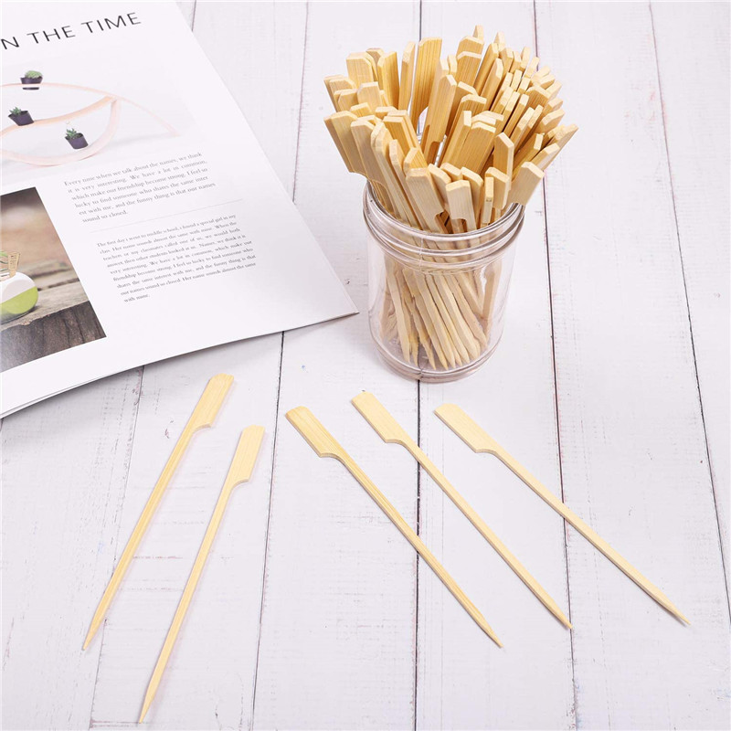 Wholesale Natural Decoration Fruit Pick Food grade wooden Batang bambu disposable bamboo paddle skewer sandwich stick