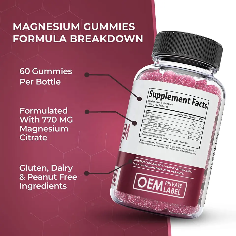 Magnesium Glycinate Gummy Vitamin Sleeping Bear Gummies Magnesium Threonate Gummies Cramp Relaxation OEM Magnesium Glycinate