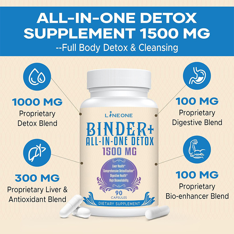 All-In-One Detox Binder Supplement 1500 MG - High Bioavailability Liver Gut Detox Cleanse with Activated Charcoal Zeolite Benton