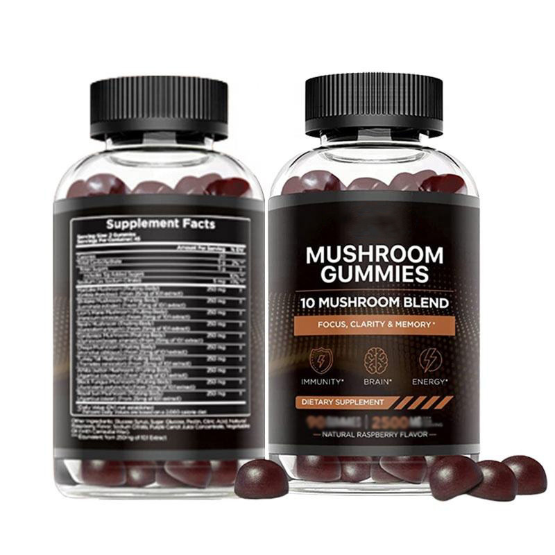 OEM Nootropic Brain Supplement Mushroom Complex Vegan Gummies Hair Loss Supplement for Women and men gummies