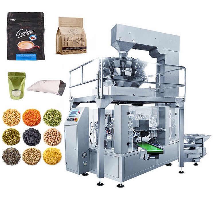 Premade bag automatic weigh fill packing machine for green coffe red soya kidney coffee bean