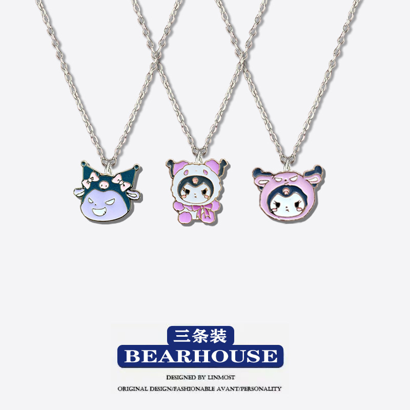 Kawaii Kuromi mymelody Cinnamoroll kitty anime Girl Friend Necklace Student Gift Collar Chain Couple Pendant Jewelry