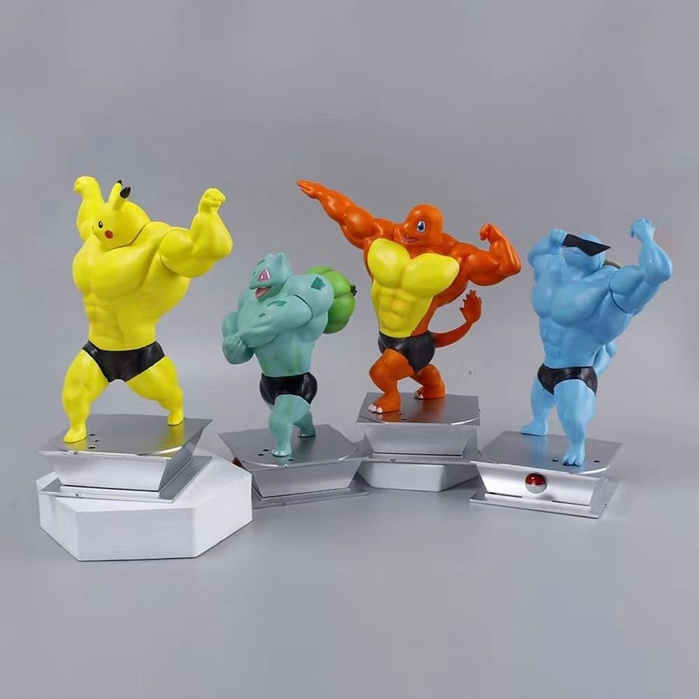 Pokemoned Muscle Pikachus Charmander Squirtle Bulbasaurs Anime Action Figure Bodybuilding Series Pvc Figure Gk Statue Figurine