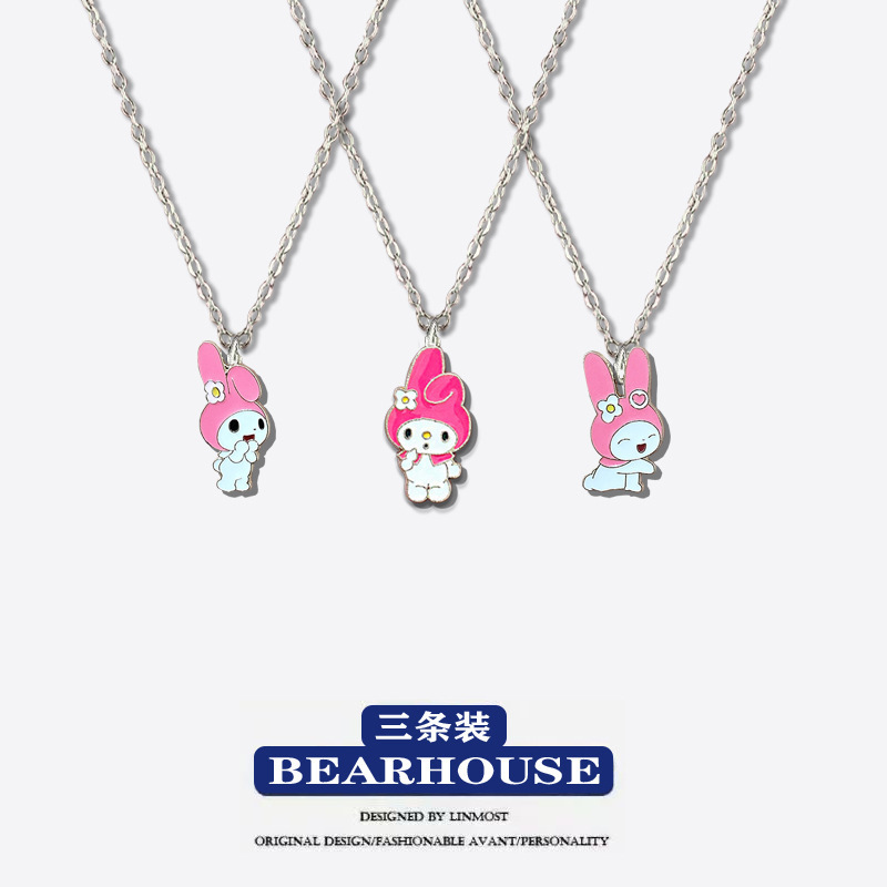 Kawaii Kuromi mymelody Cinnamoroll kitty anime Girl Friend Necklace Student Gift Collar Chain Couple Pendant Jewelry