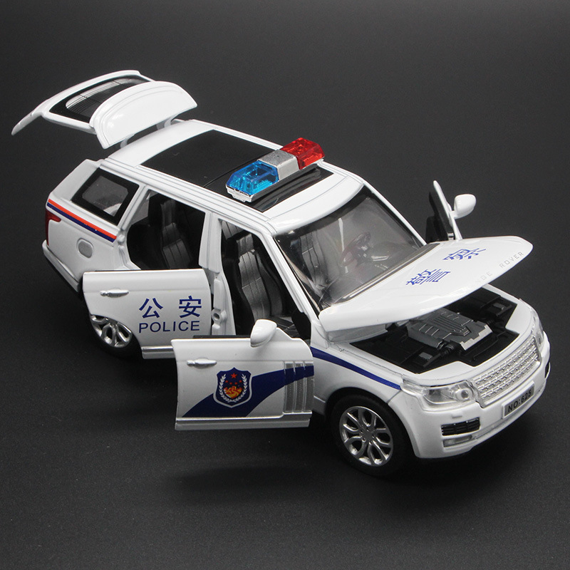 1:32 Police car model children's toy car Alloy light music pull-back six door police car toy