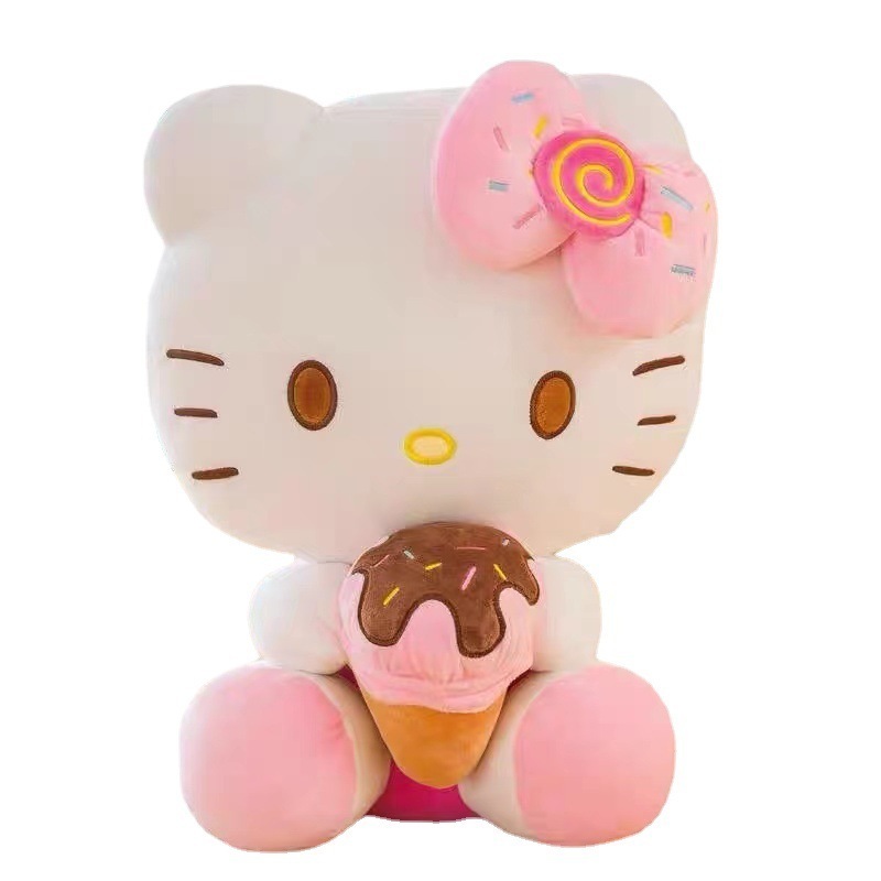 Wholesale 2023 Newest Kitty Plush Toy Cute Sleep Pillow Anime Soft KT Cat Plush Toy Ice Cream Cake KT Doll