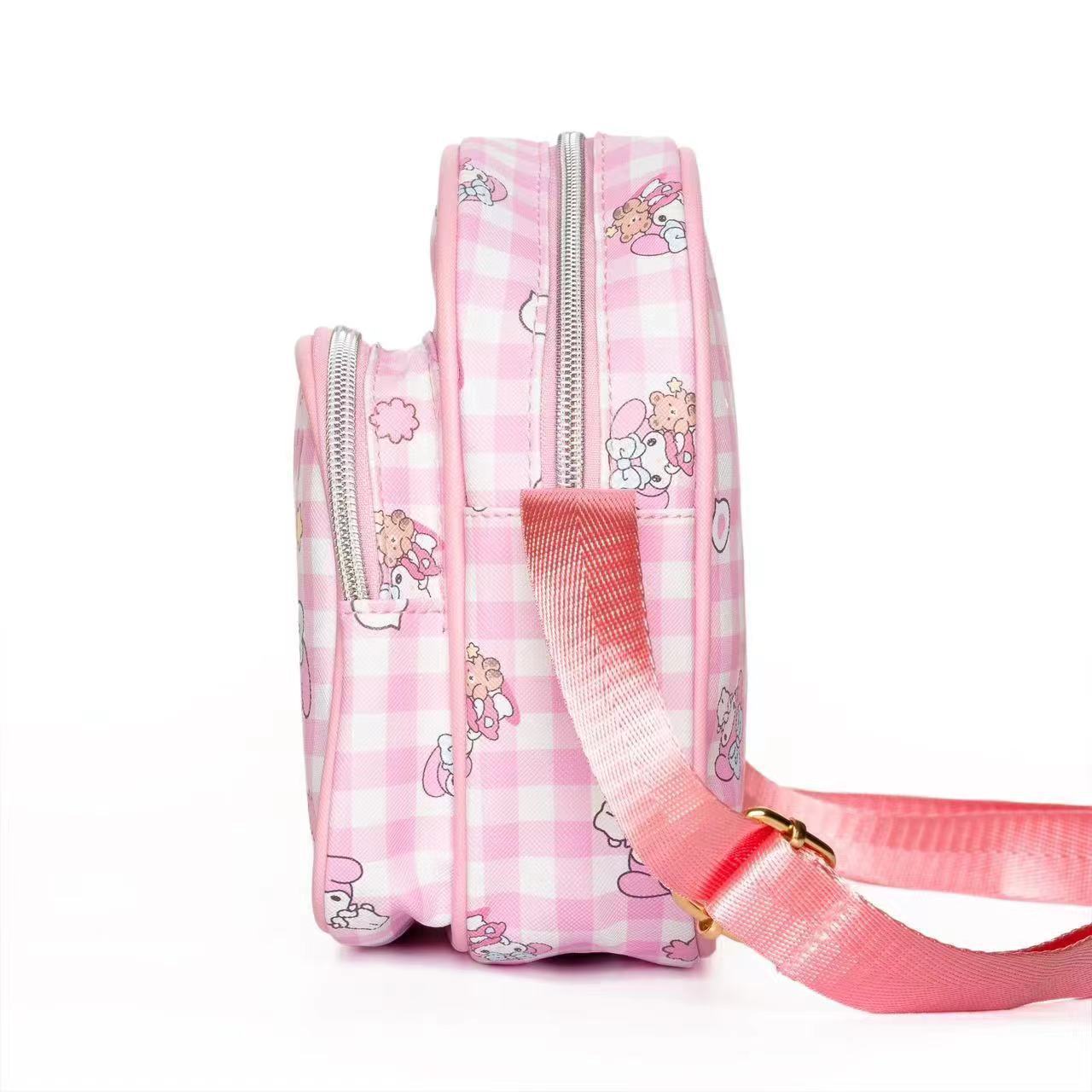 anime Kawaii Cinnamon Kuromi My Melody Pu Waterproof Sling Shoulder Bag Storage Small Portable fashion kids Square Bag